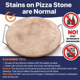 16" Pizza Stone for Oven & Grill with Handles - Natural Cordierite Baking Stone Set with SS Rack & Plastic Scraper (1500 °F Resistant, Round, Large)