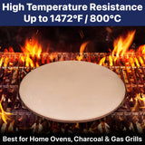 16" Pizza Stone for Oven & Grill with Handles - Natural Cordierite Baking Stone Set with SS Rack & Plastic Scraper (1500 °F Resistant, Round, Large)