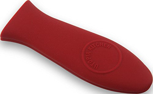 Lodge Cast Iron Skillet with Red Mini Silicone Hot Handle Holder 8-Inch
