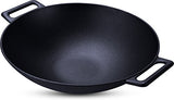 Cast Iron Shallow Concave Wok, Black - by Utopia Kitchen