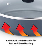 T-fal A91082 Specialty Nonstick Dishwasher Safe Oven Safe Jumbo Cooker Saute Pan with Glass Lid Cookware, 5-Quart, Black