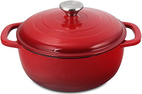 Large Hombre Crofton Red Enameled Cast Iron 12 Oval Dutch Oven W/Lid