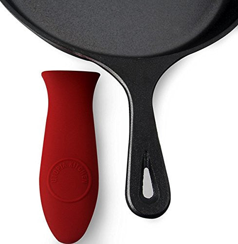 Pre-Seasoned Cast Iron Skillet (12-Inch) W/Glass Lid and silicone Handle  Cover