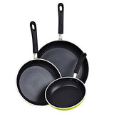Cook N Home 8 to 10 to 12-Inch  Frying Pan/Sauté Pan 3-Piece Set with Non-Stick Coating Induction Compatible Bottom, Large, Green