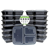 15-Pack 3 Compartment Bento Lunch Boxes with Lids