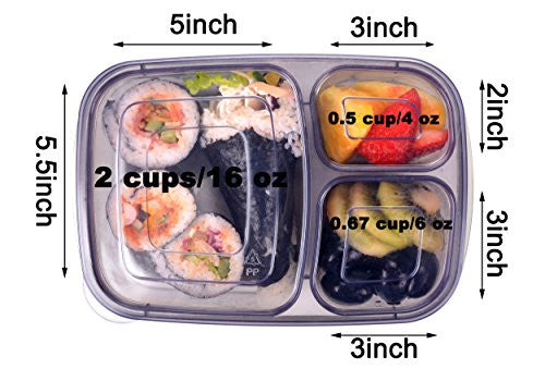  Youngever 8 Pack 4-Compartment Reusable Snack Box Food