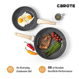 Nonstick Granite Cookware Sets, 10 Pcs Pots and Pans Set, Non Stick Stone Kitchen Cooking Set with Frying Pans (Granite, Induction Cookware)