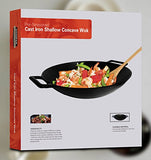 Cast Iron Shallow Concave Wok, Black - by Utopia Kitchen