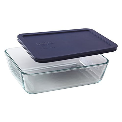 Pyrex Simply Store 6-Piece Rectangle Glass Storage Set with Blue Lids  6004023 - The Home Depot
