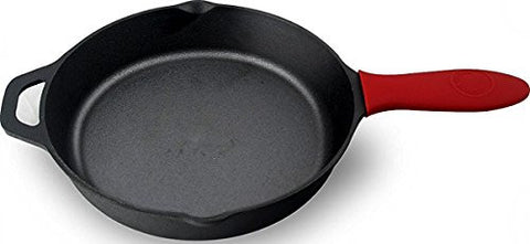 Pre-Seasoned Cast Iron Skillet (12-Inch) with Handle Cover Oven Safe  Cookware - Heat-Resistant Holder - Pan Scraper Tool- Flexible Cleaning  Utensil 