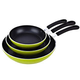 Cook N Home 8 to 10 to 12-Inch  Frying Pan/Sauté Pan 3-Piece Set with Non-Stick Coating Induction Compatible Bottom, Large, Green