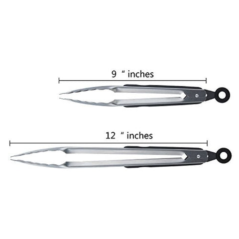 12 Inch and 9 Inch Stainless Steel Tongs
