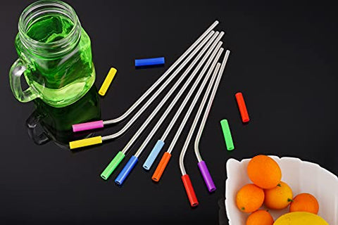 24Pcs Silicone Straw Tips, Extended Food Grade Silicone Straw Tips Reusable  Drinking Straw Tips Metal Straws Covers Fit for 1/4 Inch Wide Straws (6MM