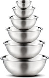 Stainless Steel Mixing Bowls by Finedine (Set of 6) Polished Mirror Finish Nesting Bowls, ¾ - 1.5 - 3 - 4 - 5 - 8 Quart - Cooking Supplies