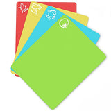 Extra Thick Flexible Plastic Cutting Board Mats With Food Icons & "EZ-Grip"