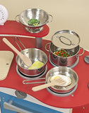 Melissa & Doug Stainless Steel Pots and Pans Pretend Play Kitchen Set for Kids (8 pcs)