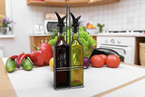 Royal Oil and Vinegar Bottle Set with Stainless Steel Rack with Removable Cork