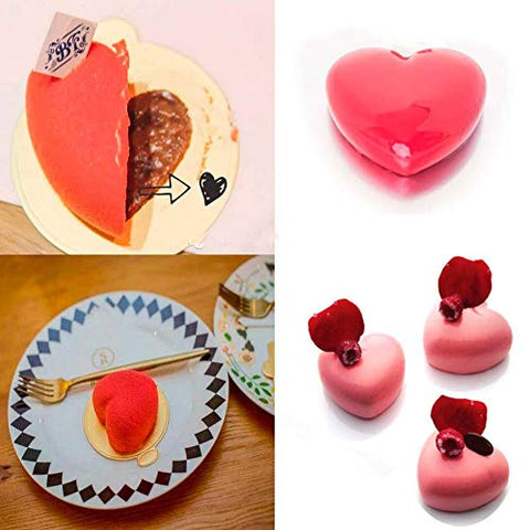 Heart Silicone Molds, 3D Mousse Cake Mold Non-stick Brownie