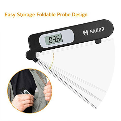 Digital Food Thermometer Bbq Meat Thermometer Probe Type Waterproof Liquid  Thermometer Foldable