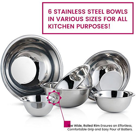 Stainless Steel DEEP MIXING BOWL Cooking Baking Flat Base Metal Different  Sizes