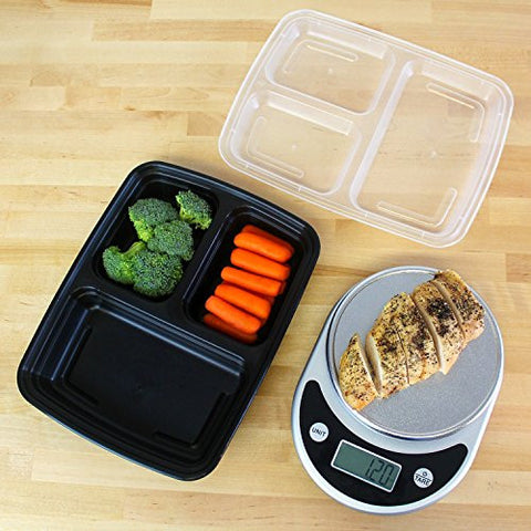 Freshware 15-Pack 2 Compartment Bento Lunch Boxes with Lids - Stackable Reusable  Meal Prep Portion Control Food Storage Containers 25oz 