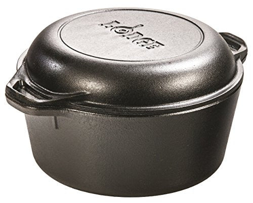 2 In 1 Cast Iron Non-Stick Double Dutch Oven Set And Domed 10 Inch