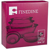 Stainless Steel Mixing Bowls by Finedine (Set of 6) Polished Mirror Finish Nesting Bowls, ¾ - 1.5 - 3 - 4 - 5 - 8 Quart - Cooking Supplies